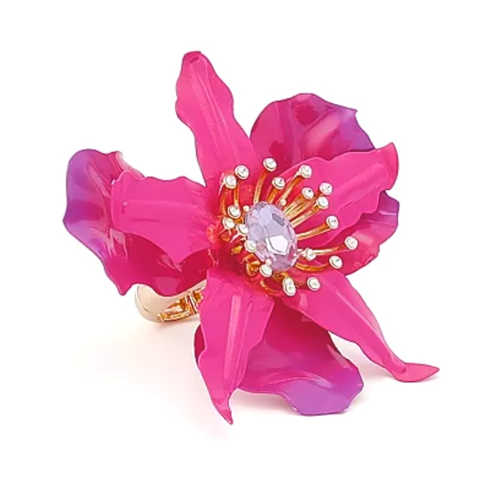 Betsey Johnson Hothouse Bloom Orchid Cocktail Ring - Picture 3 of 10